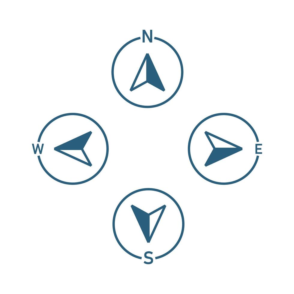 Kompassrichtung. Nord-, Süd-, Ost- und Westpfeil. Kartensymbol. Vektor