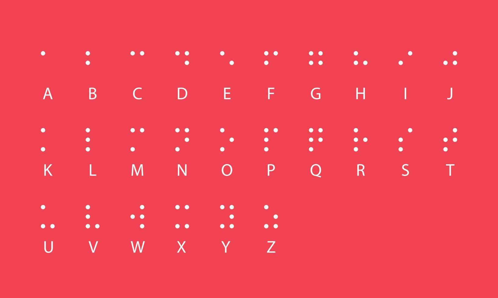 Buchstaben des Braille-Alphabets. Taktiles Schreibsystem, das von Menschen mit Sehbehinderung verwendet wird. Vektor-Illustration vektor