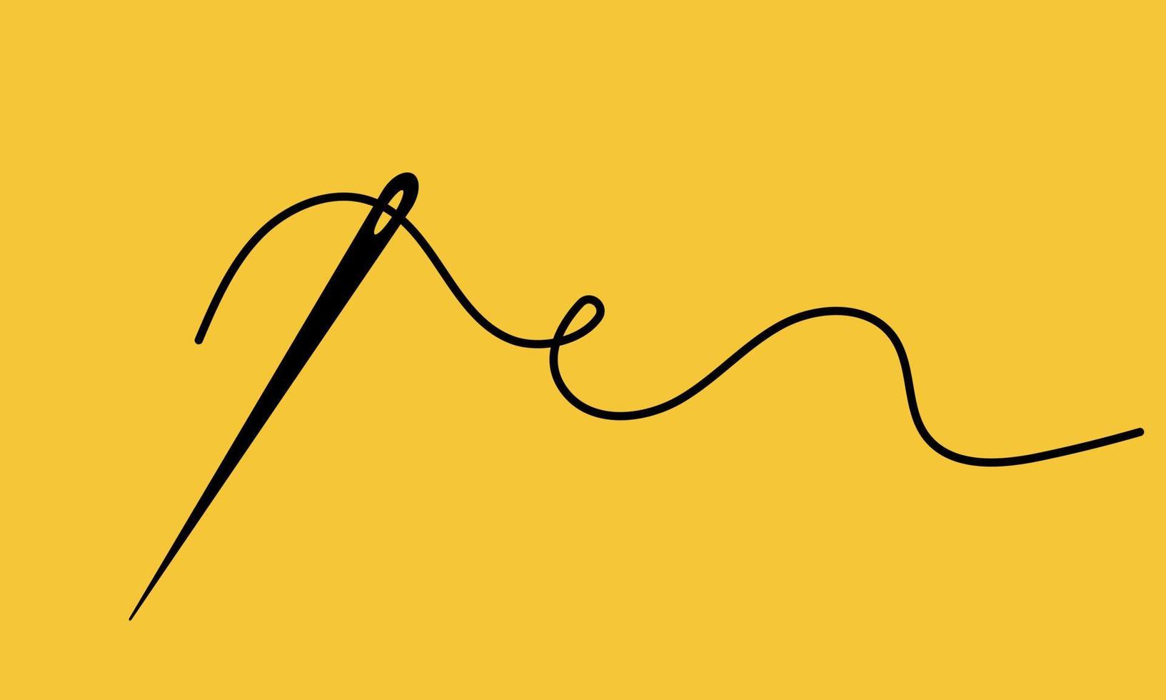 Schneidernadel Symbol Leitung concept.vector Illustration auf gelbem Hintergrund vektor