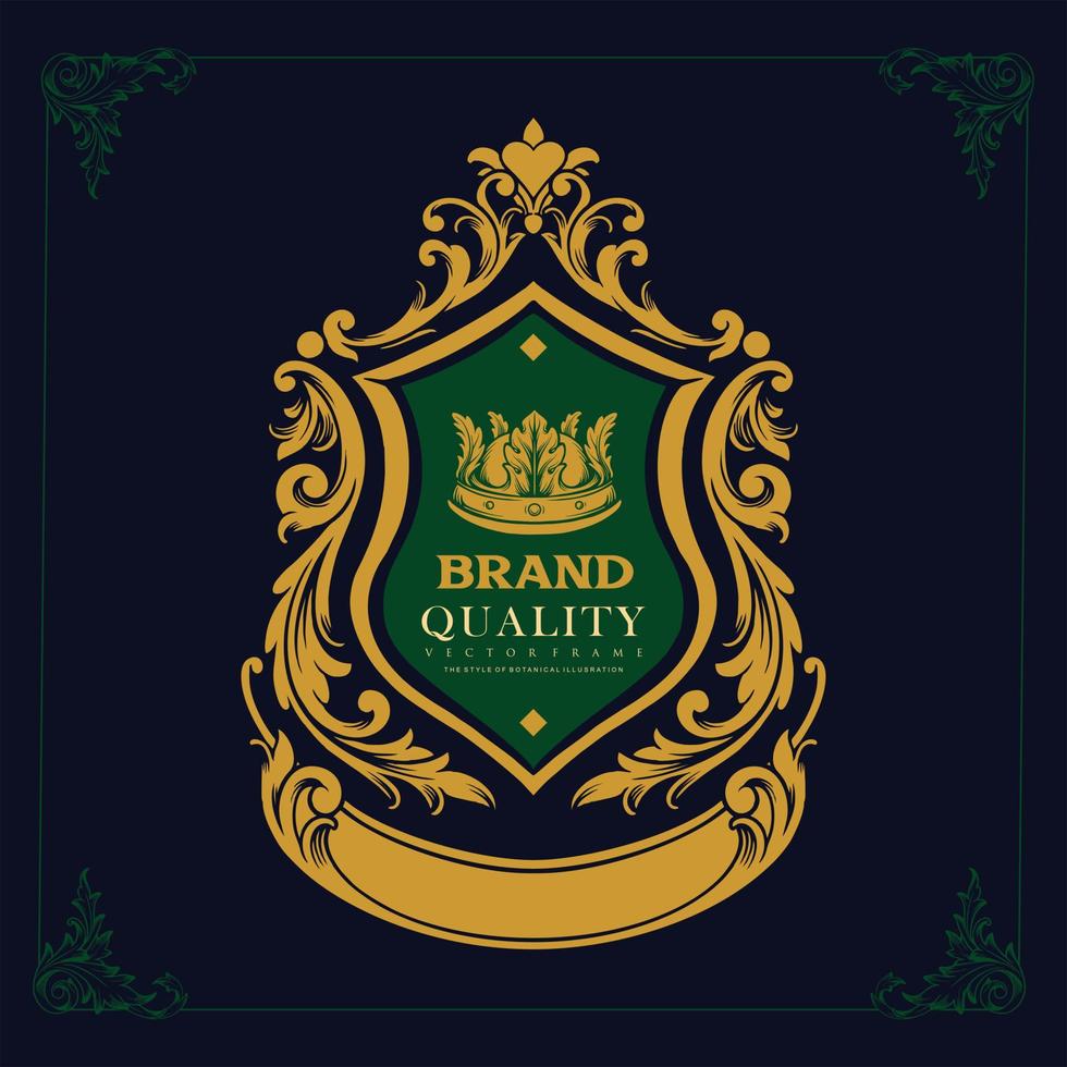 gyllene sköld kunglig elegant krona logotyp emblem klassiska vektor