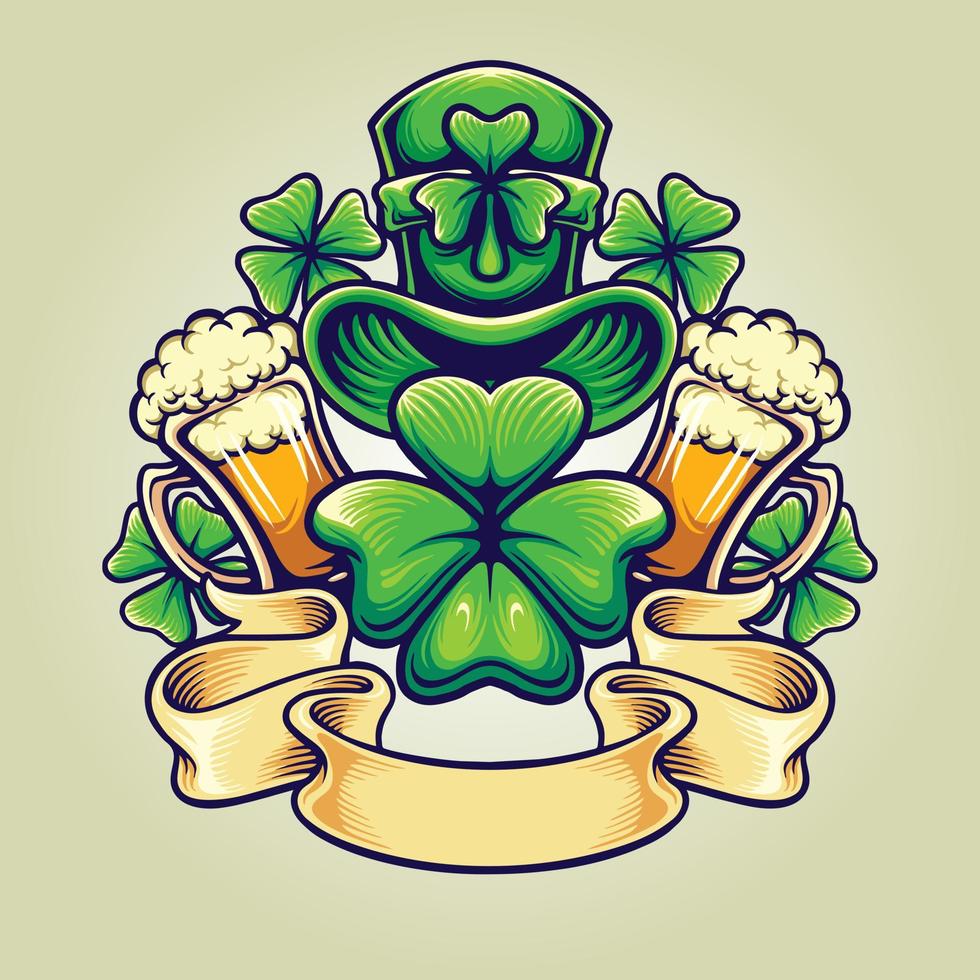 st patricks hat biertag vintage banner vektorillustrationen für ihr arbeitslogo, maskottchenwaren-t-shirt, aufkleber- und etikettendesigns, poster, grußkarten, die unternehmen oder marken werben. vektor