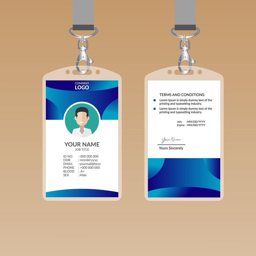 Schöne blaue geometrische Form ID Card Template Design vektor
