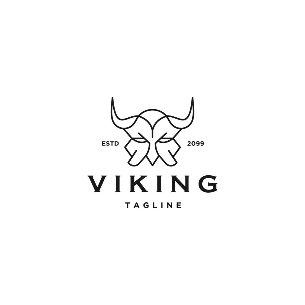 viking head line logotyp ikon formgivningsmall platt vektor