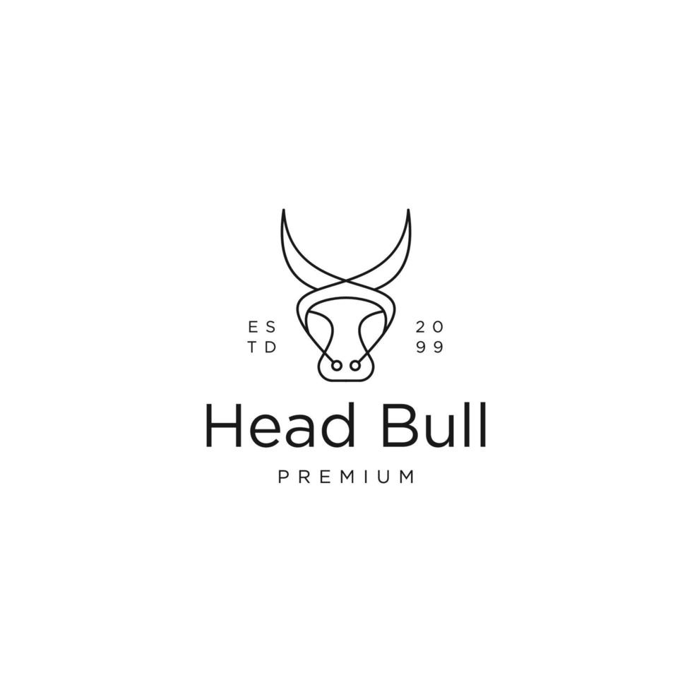 head bull linje logotyp ikon formgivningsmall vektor