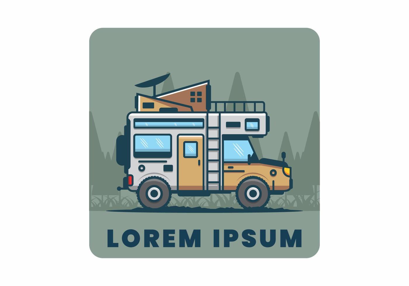 starke große camper van camping illustration vektor