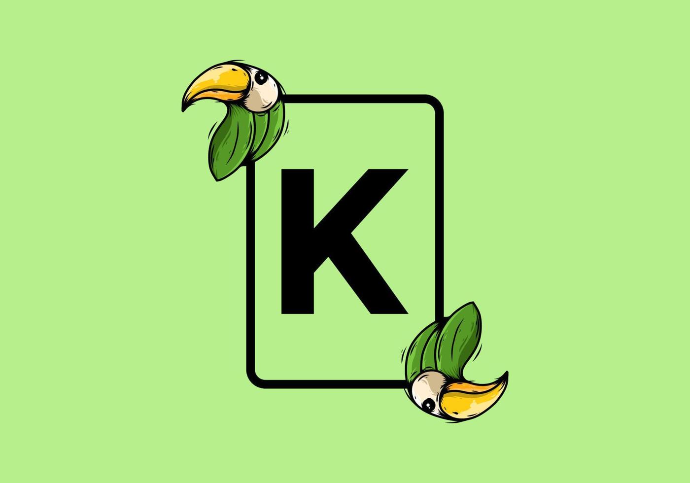 grüner vogel mit k anfangsbuchstaben vektor
