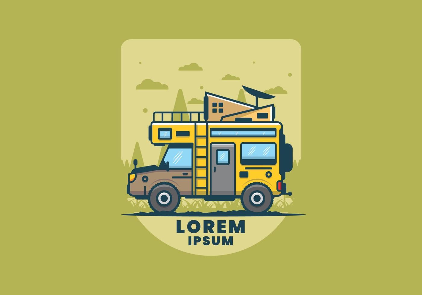 starke große camper van camping illustration vektor