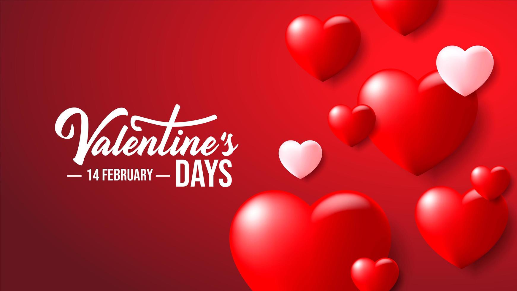 Realistische bunte romantische Valentine Hearts 3D im roten Hintergrund vektor