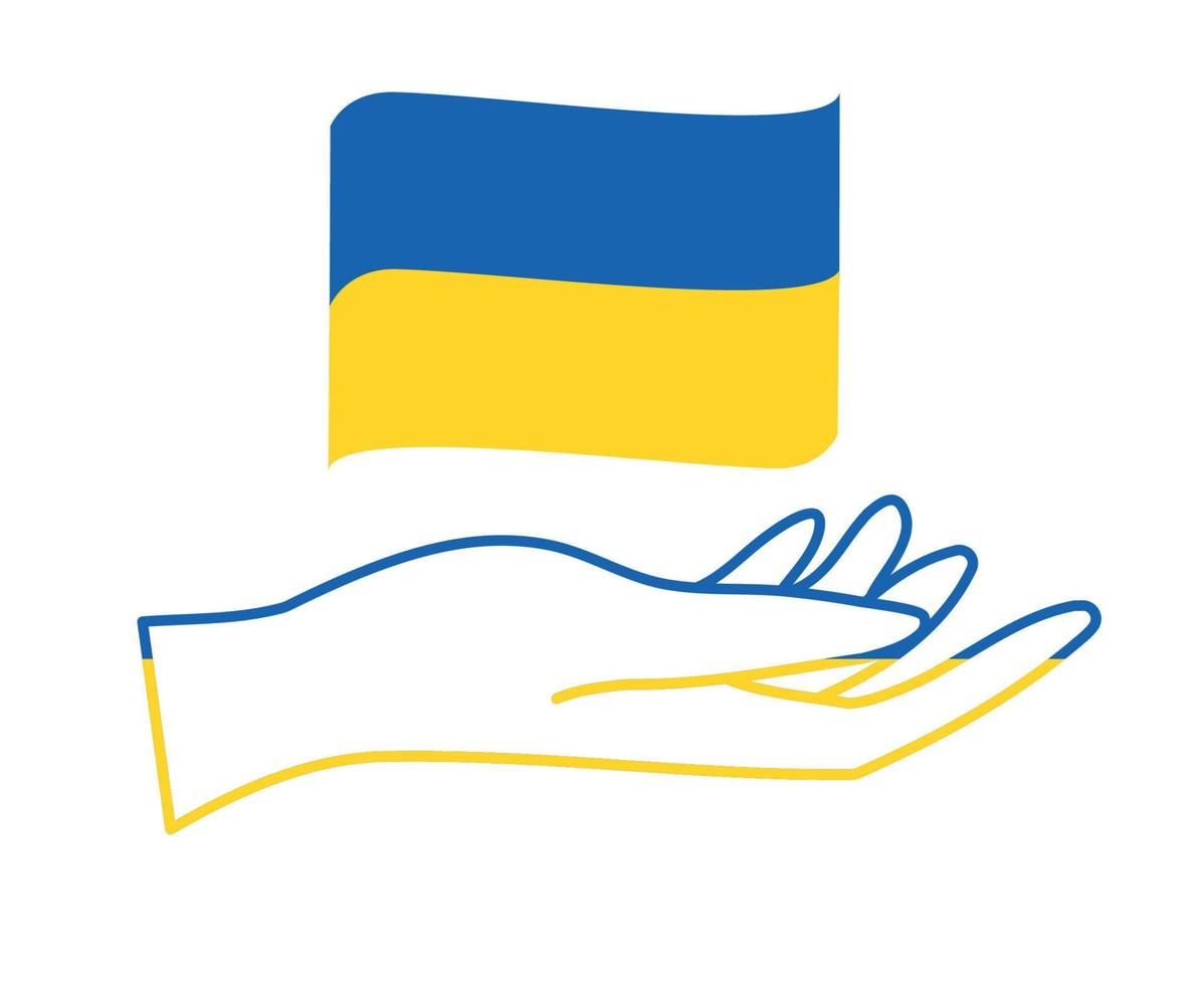 ukraine-flaggenband und handemblem symbol abstraktes nationales europa vektorillustrationsdesign vektor