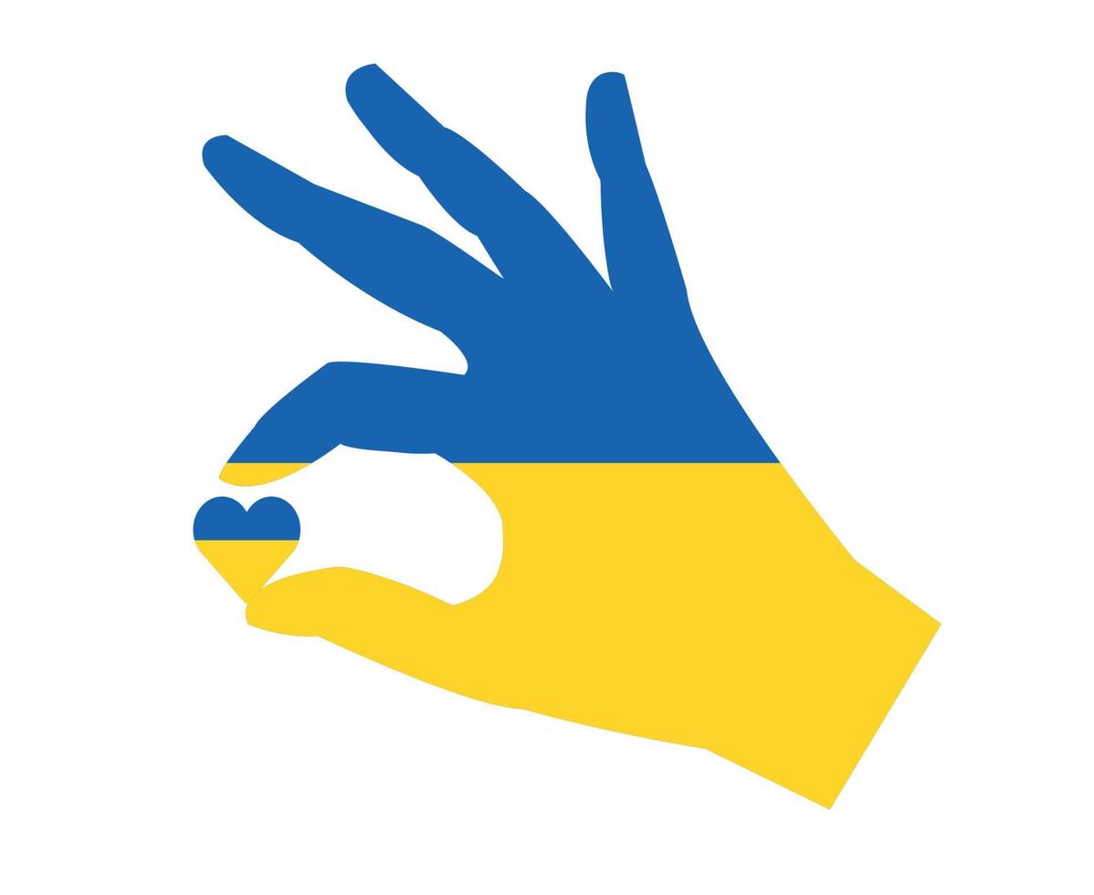 ukrainska flaggan emblem hand och hjärta symbol abstrakt vektor illustration design