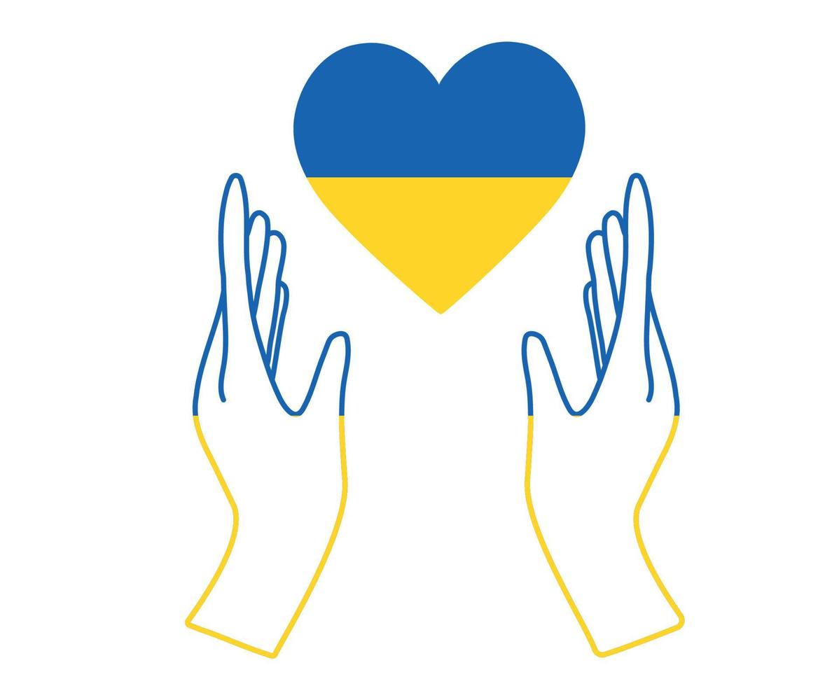 ukraine flag emblem herz mit hände symbol national europa abstraktes design vektorillustration vektor