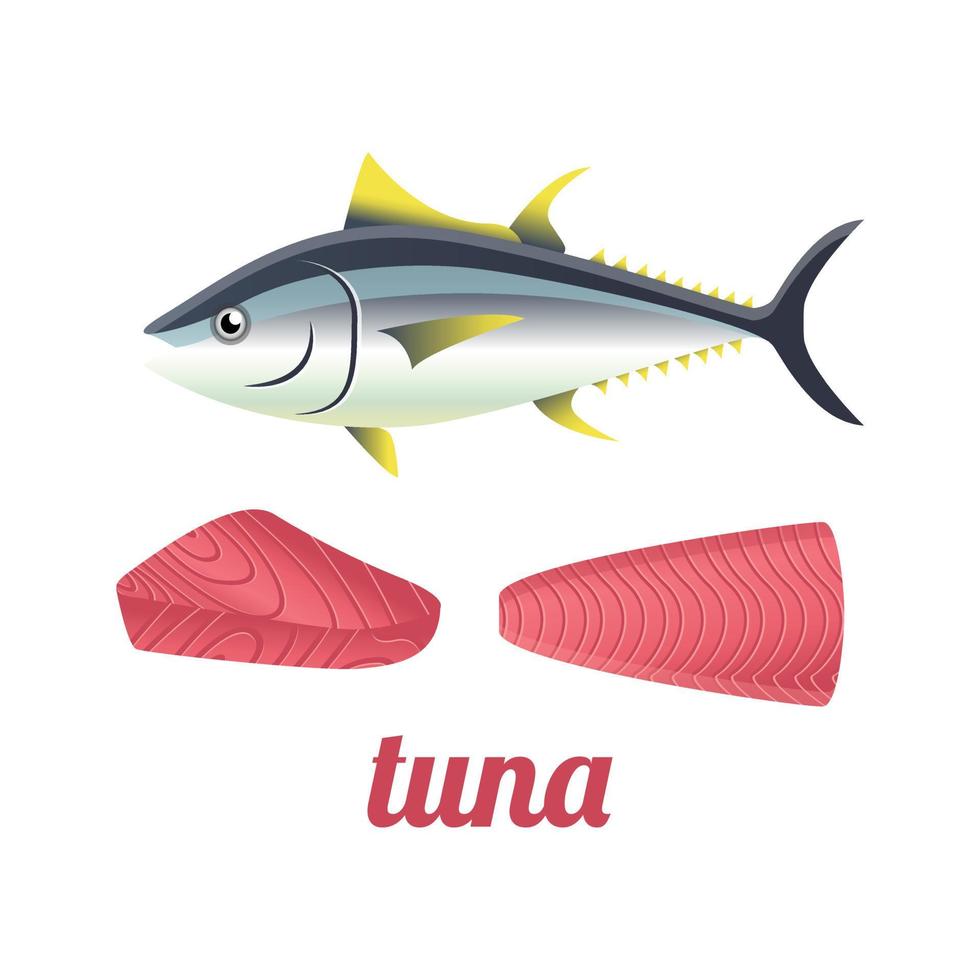 tonfisk gulfenad isolerad vektorillustration vektor