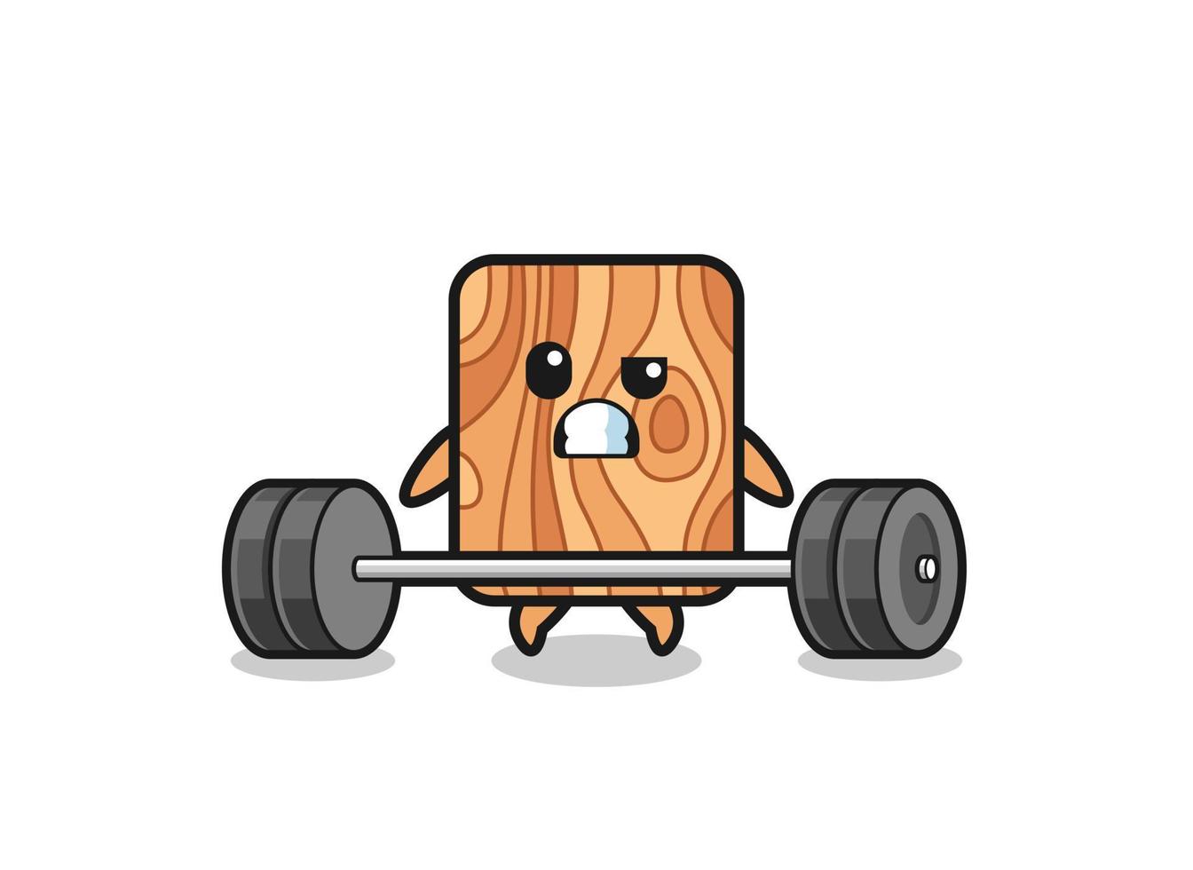 Cartoon aus Plankenholz, das eine Langhantel anhebt vektor