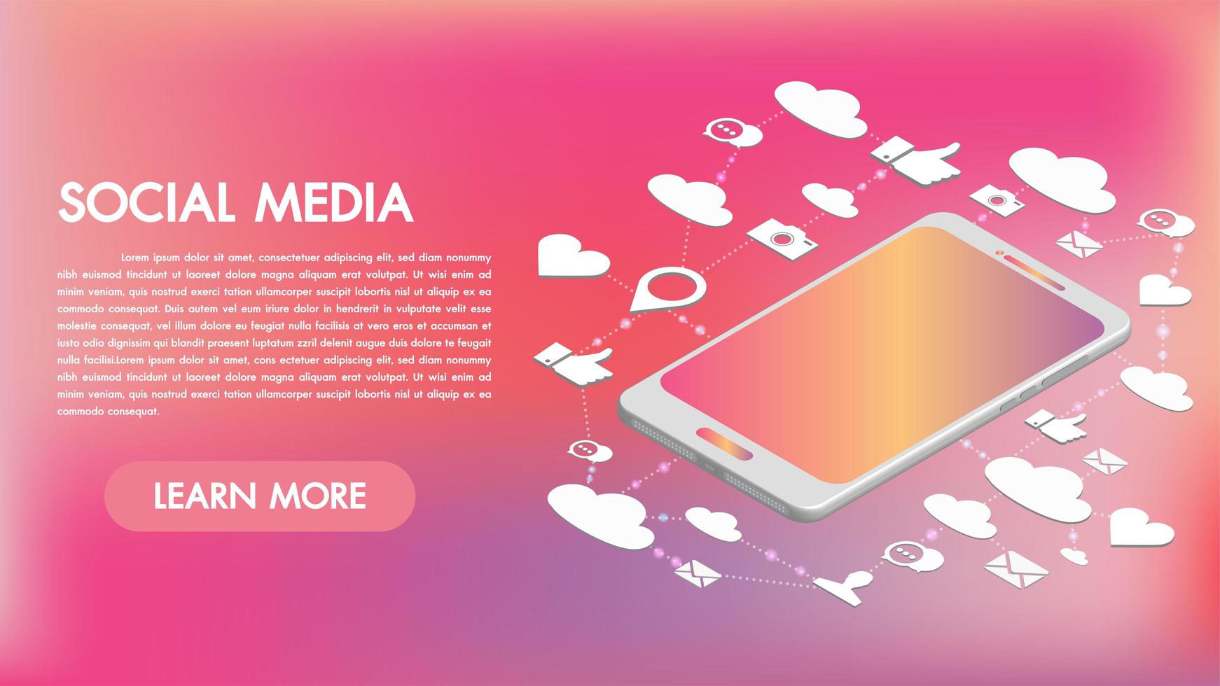 Social Media-Apps auf einem Design des Smartphone 3d vektor