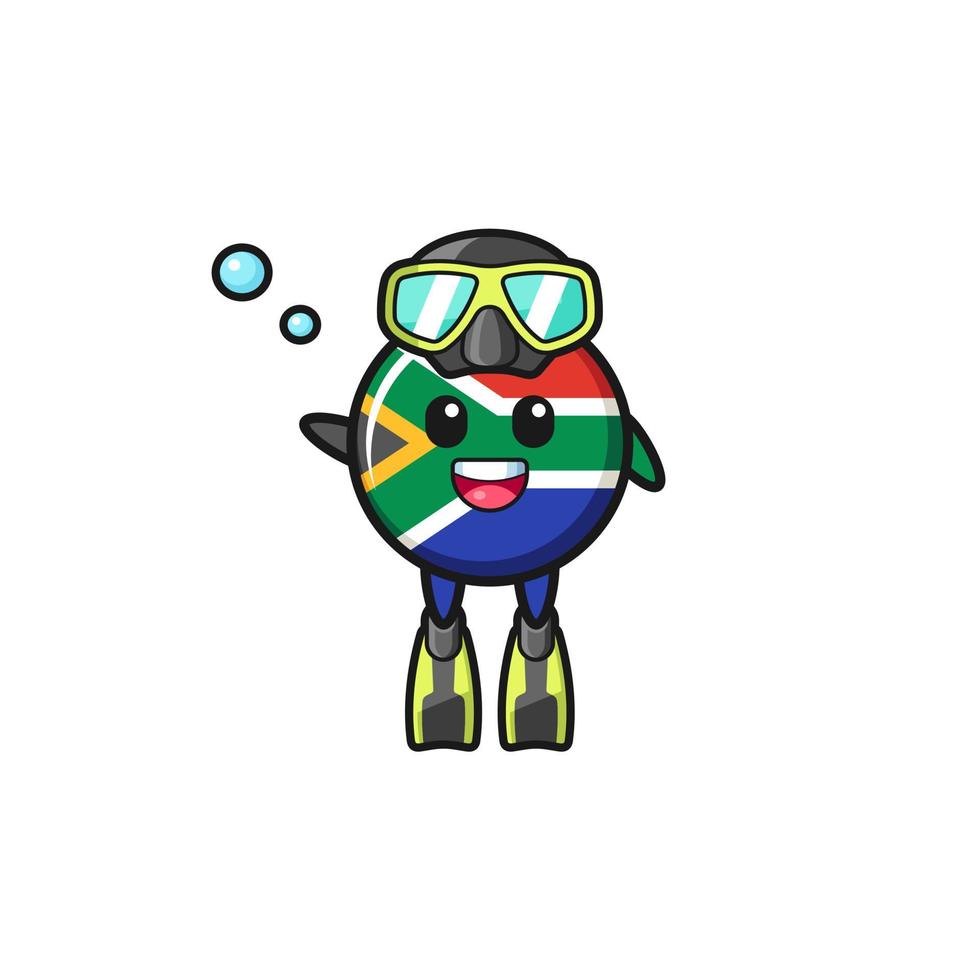 den sydafrikanska flaggan dykare seriefigur vektor