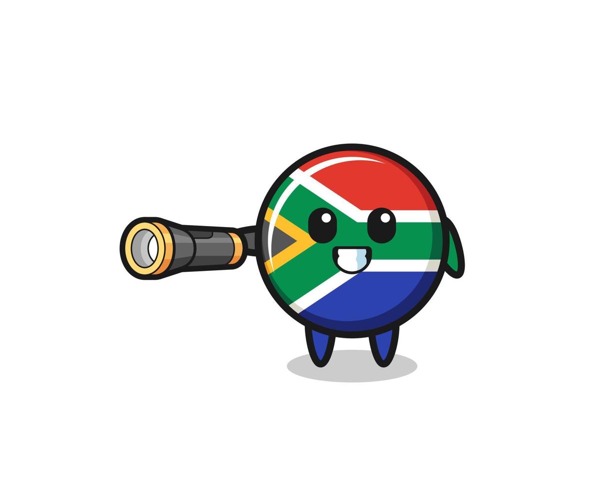 südafrika-flaggenmaskottchen, das taschenlampe hält vektor