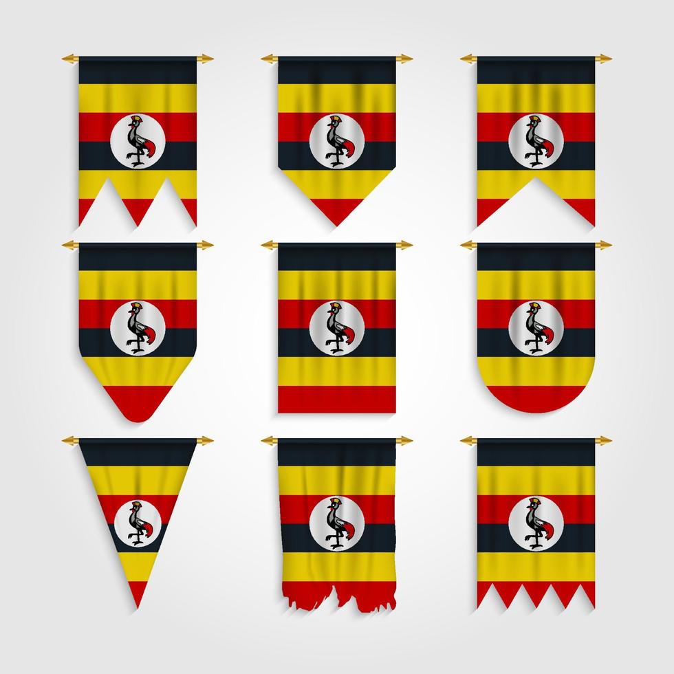 Uganda-Flagge in verschiedenen Formen vektor