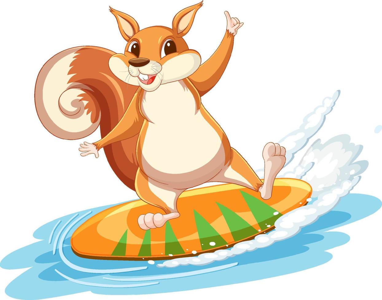 eichhörnchen, das auf surfbrett steht vektor