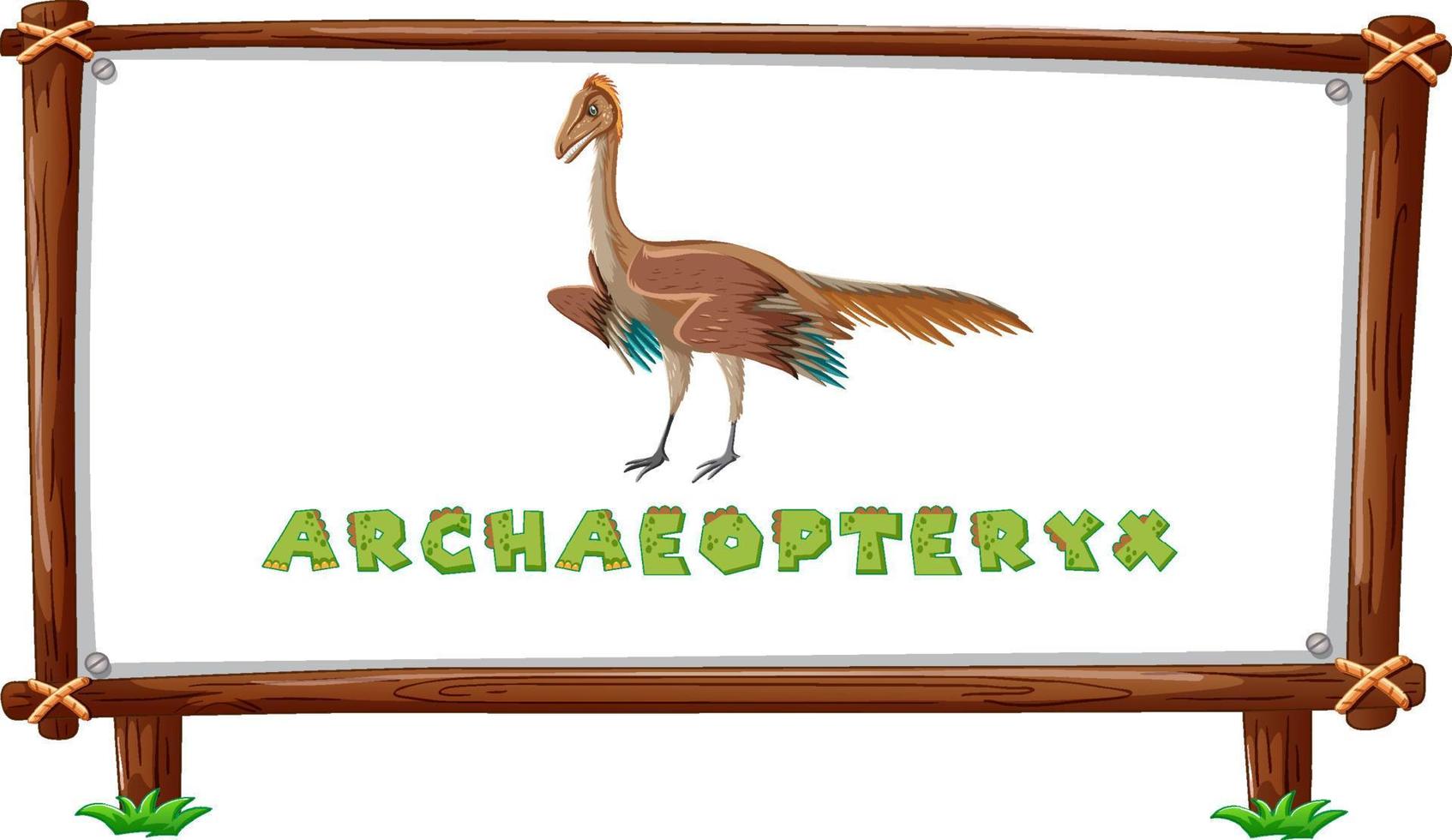 Rahmenvorlage mit Dinosauriern und Text Archaeopteryx-Design im Inneren vektor