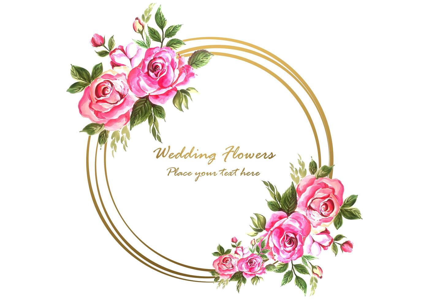 Hochzeitstag dekorativ mit kreisförmigem Blumenrahmen für Grußkarte vektor