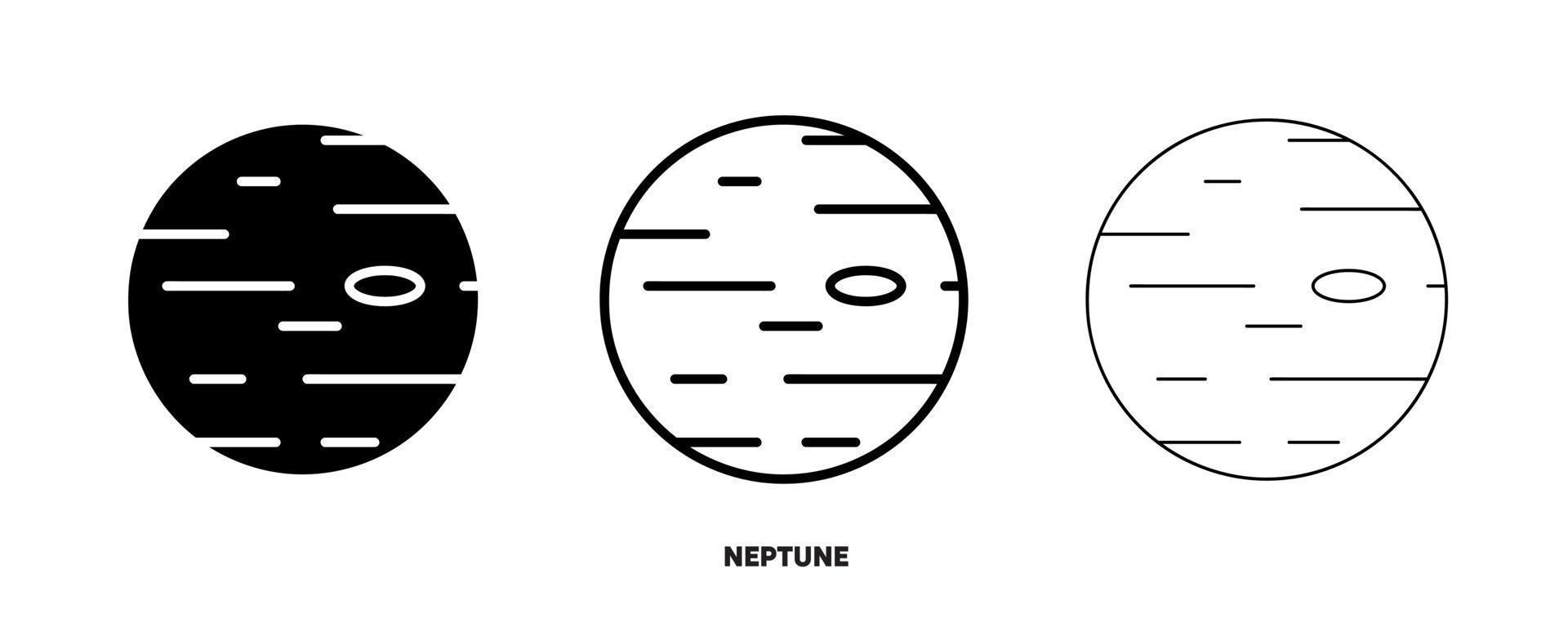 Neptun-Planeten-Icon-Vektor. einfaches Planet-Neptun-Zeichen im modernen Designstil und Logokunst für Website und mobile App. bearbeitbare Zeichnung und Silhouette in einem. vektor