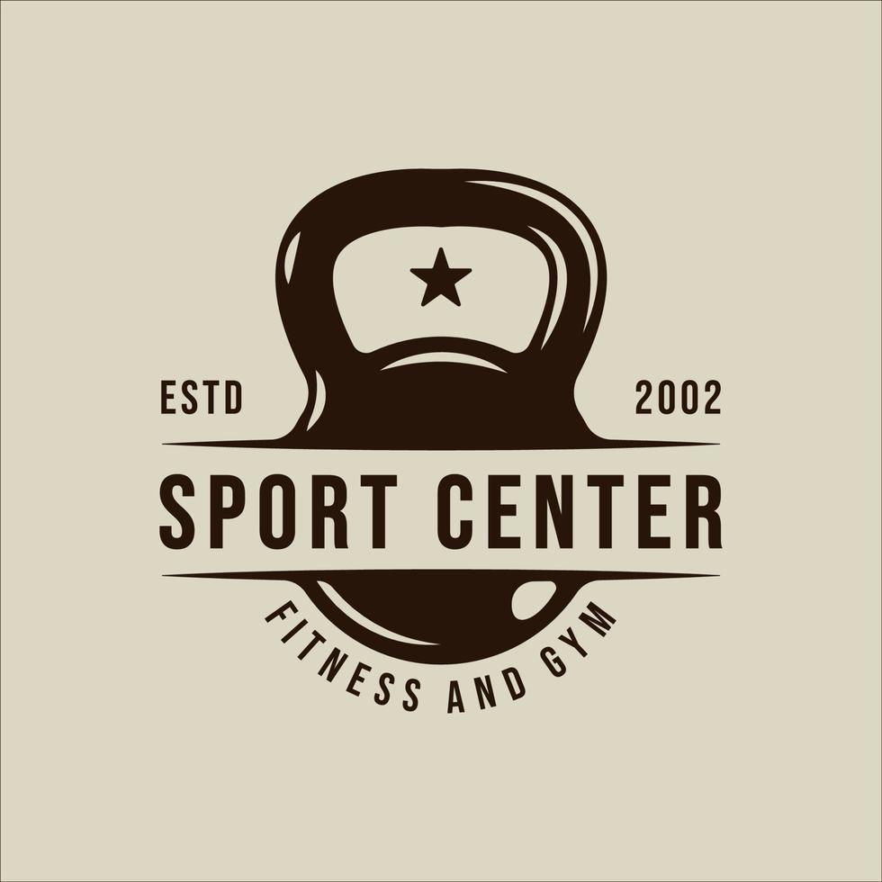 Kettlebell oder Langhantel Logo Vektor Vintage Illustration Vorlage Symbol Grafikdesign. Fitnessstudio oder Fitnesszeichen oder Symbol für Sport Business Gymnasium