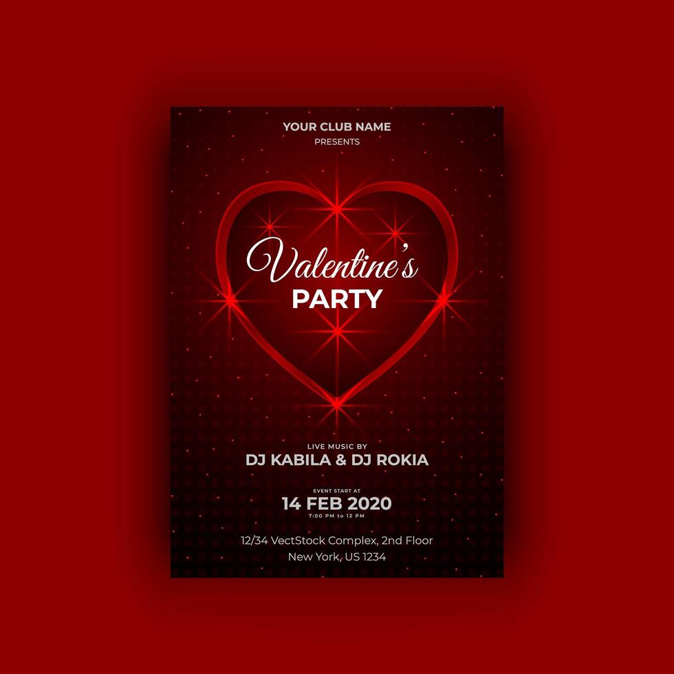 Valentinstag Party Vektor Flyer Vorlage