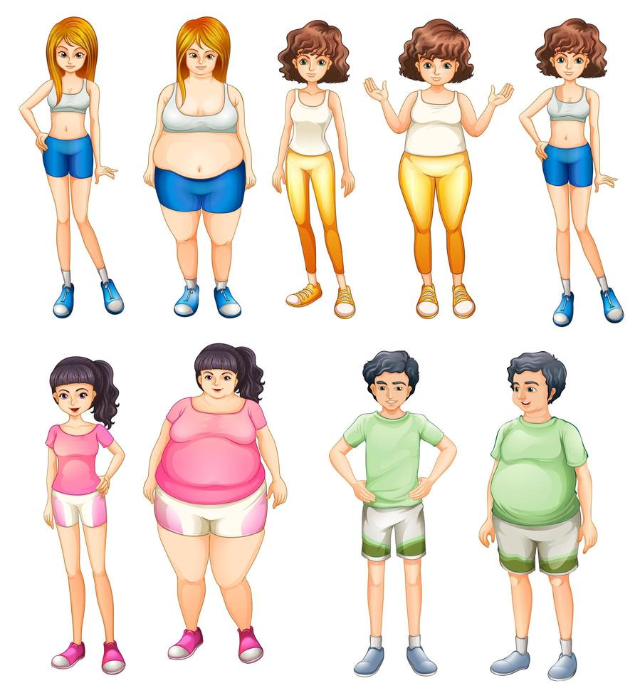 Übergewichtige und dünne Menschen vektor