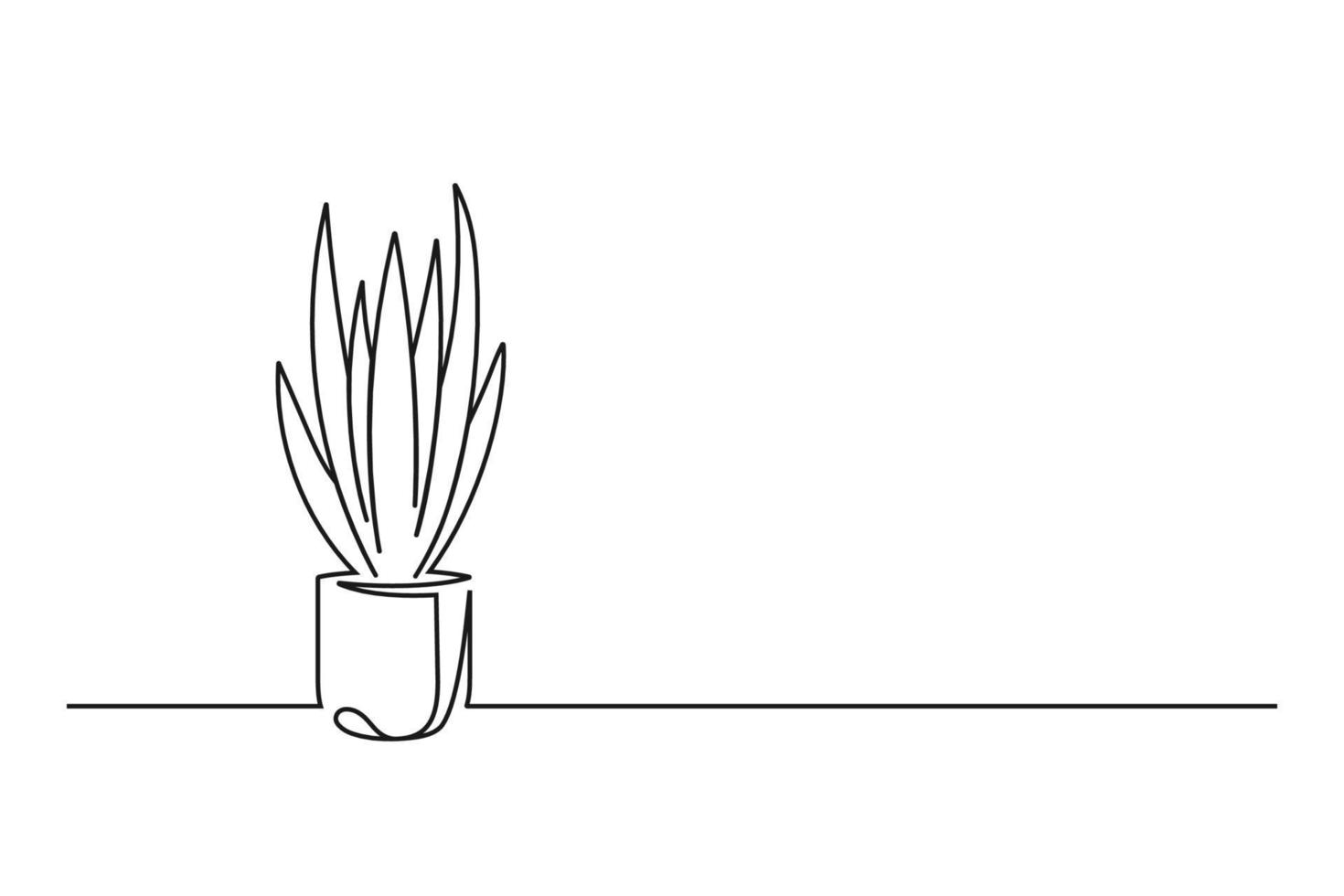 kontinuerlig linjeteckning av en blomma i en kruka vektor