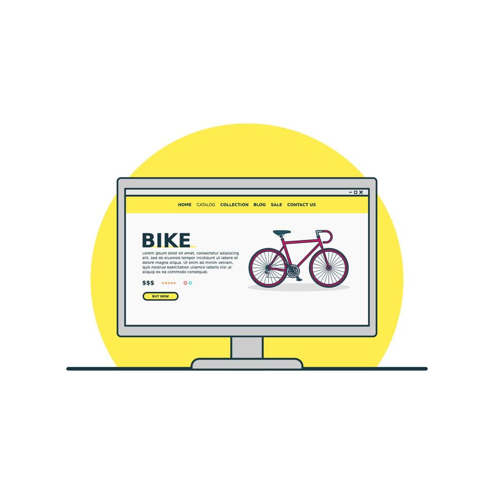fahrrad online kaufen konzept vektorillustration. digitale technologie für den einkauf vektor