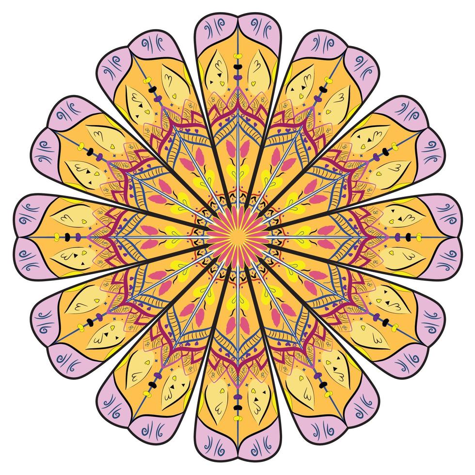 Mandala-Blumenmuster. indische Blumenverzierung - Vektor