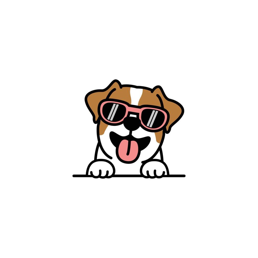 süßer jack russell terrier hund mit sonnenbrille cartoon, vektorillustration vektor