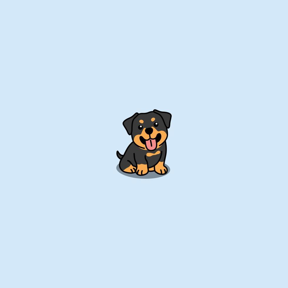 niedlicher rottweiler welpe sitzt cartoon, vektorillustration vektor