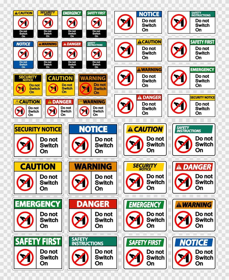 Slå inte på skyltar på transparent bakgrund vektor