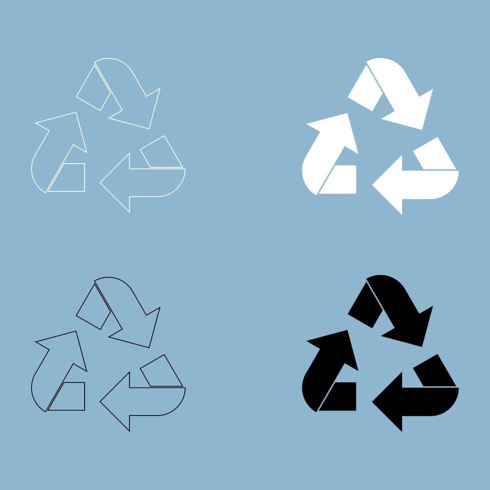 Recycling-Pfeile im Kreis das schwarz-weiße Farbsymbol . vektor