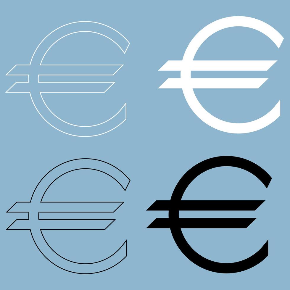 Euro-Symbol das schwarz-weiße Farbsymbol . vektor