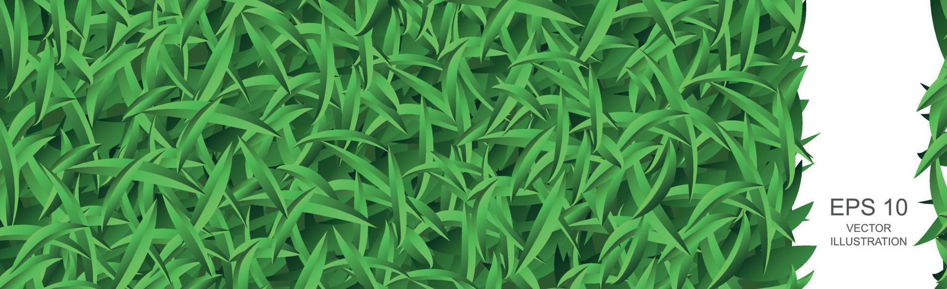 realistisk grön gräsbevuxen äng panoramautsikt bakgrund mall textur - vektor