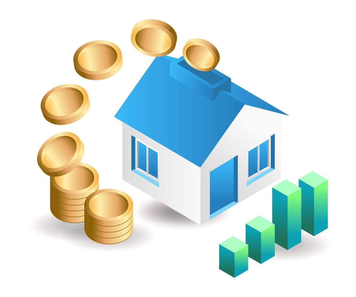 flache isometrische illustration des zielseitenkonzepts. Wohnungsinvestmentgeschäft vektor