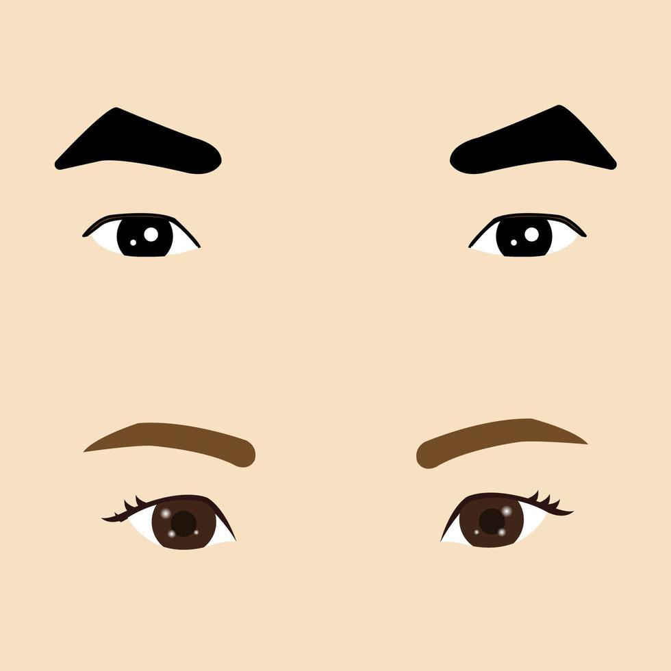uppsättning av tecknade ögon av manliga och kvinnliga karaktärer. vektor illustration