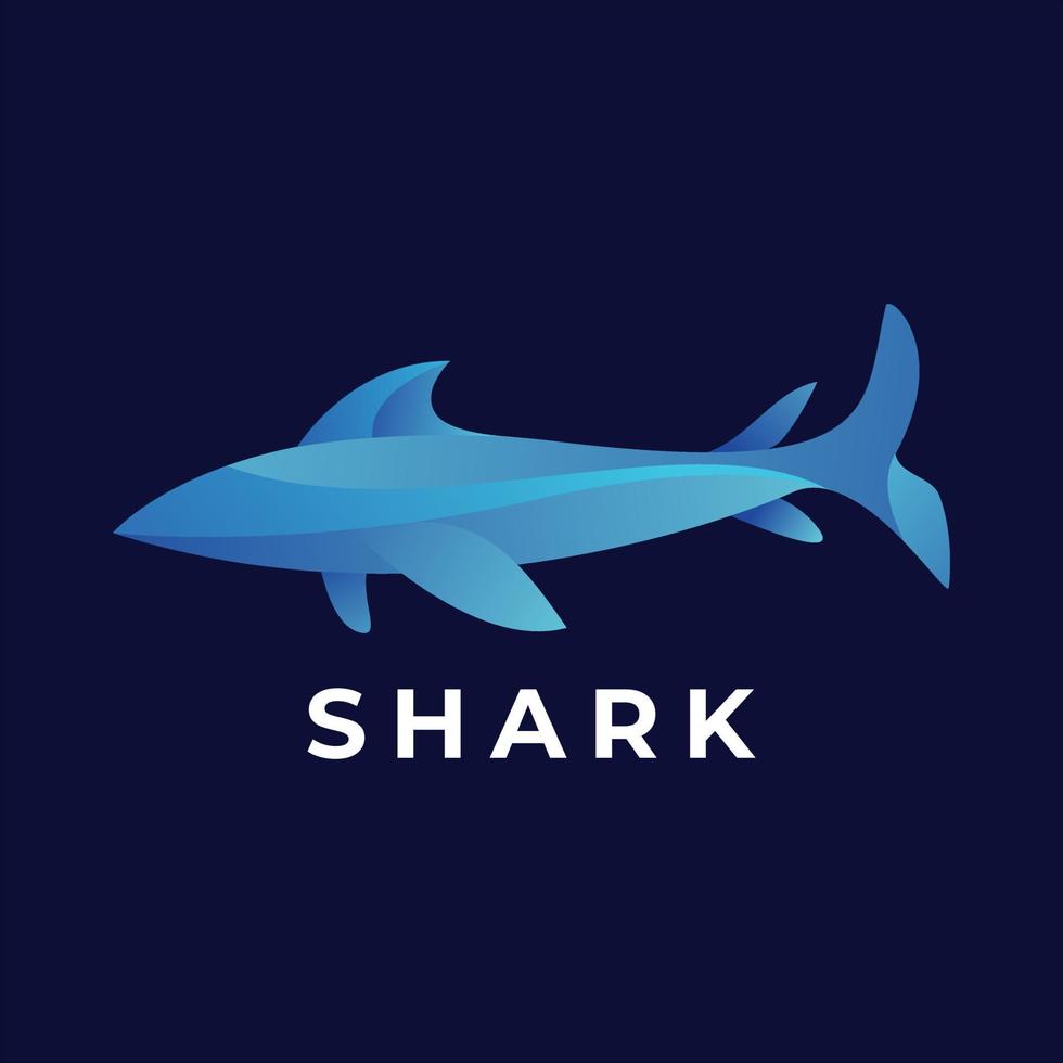 blå gradient stil haj logotyp premium vektor