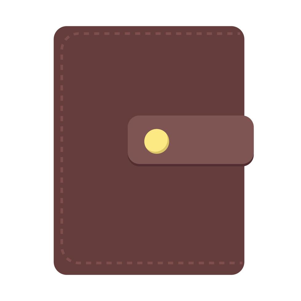 brunt läder plånbok semi platt färg vektorobjekt vektor