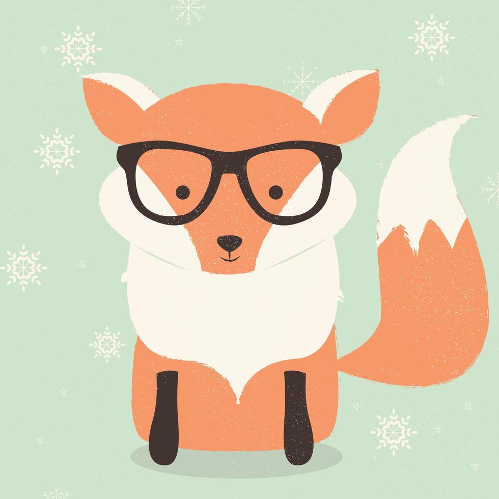 Postkarte der frohen Weihnachten mit tragenden Gläsern des Fuchses vektor