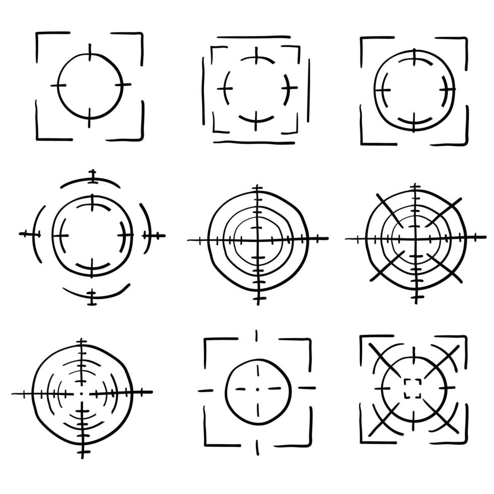 handritad mål mål skott illustration med doodle tecknad stil vektor