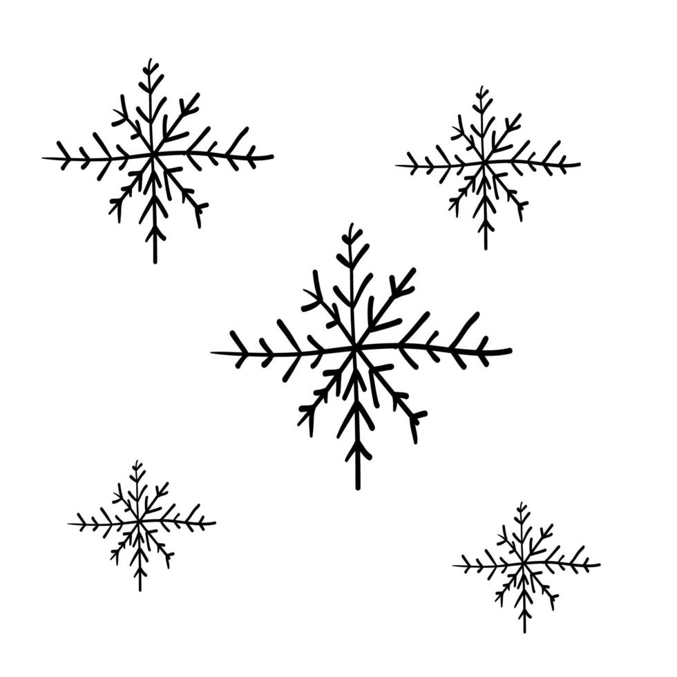 gekritzel schneeflocken illustration vektor handgezeichneten stil