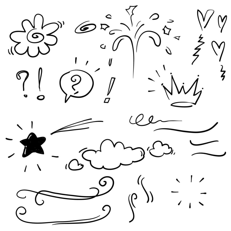 handritad doodle samling element set doodle vektor