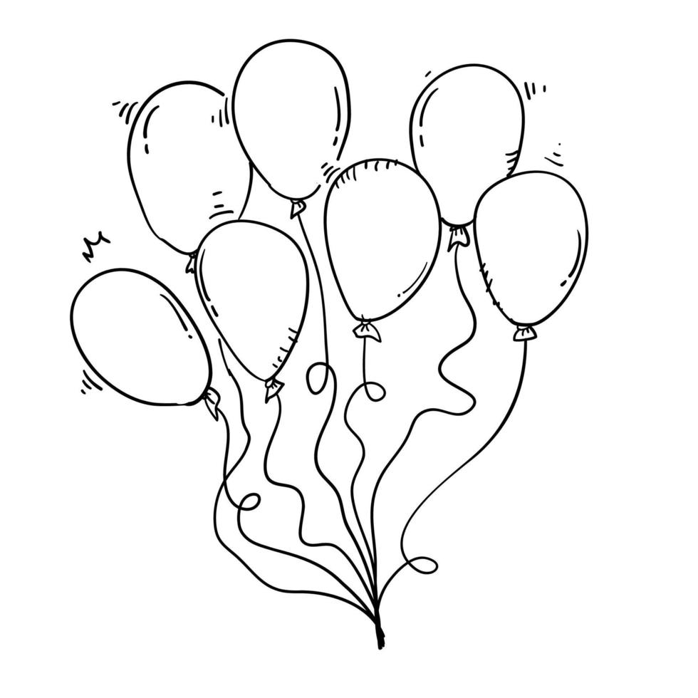 doodle ballong iluustration handritad tecknad stil vektor