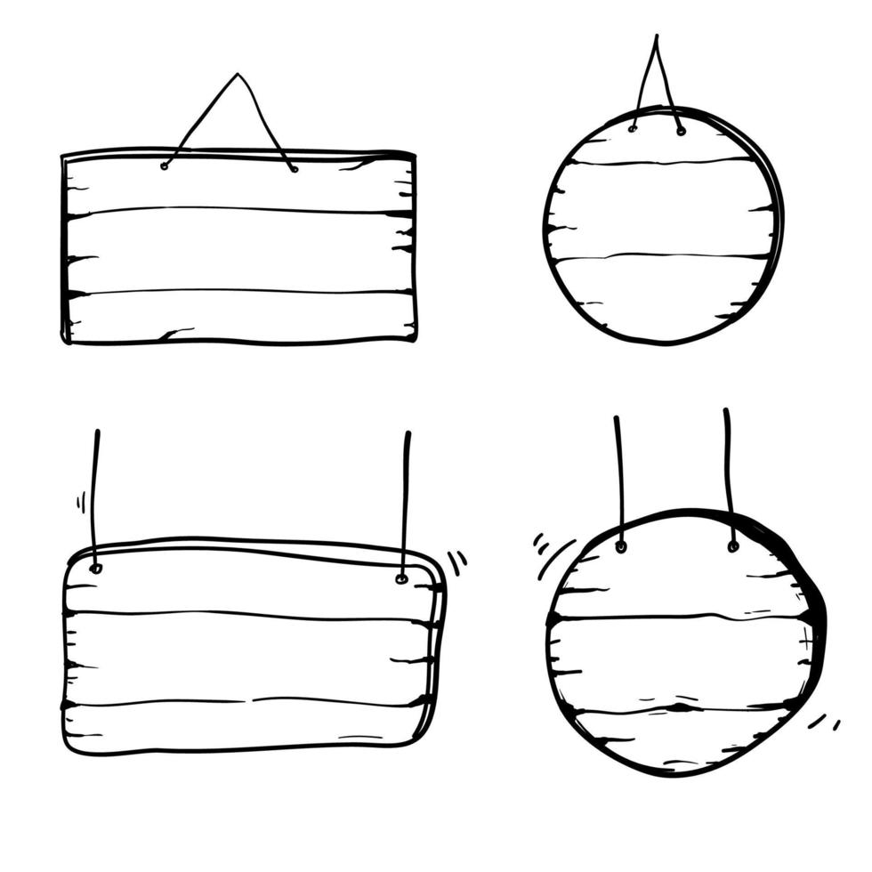 leere handgezeichnete holzbrettillustration mit gekritzelkarikaturart vektor