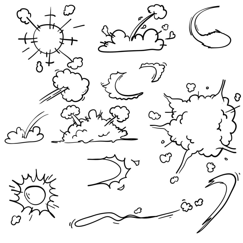 komische energieexplosions- und explosionseffektillustration mit gekritzelartvektor vektor