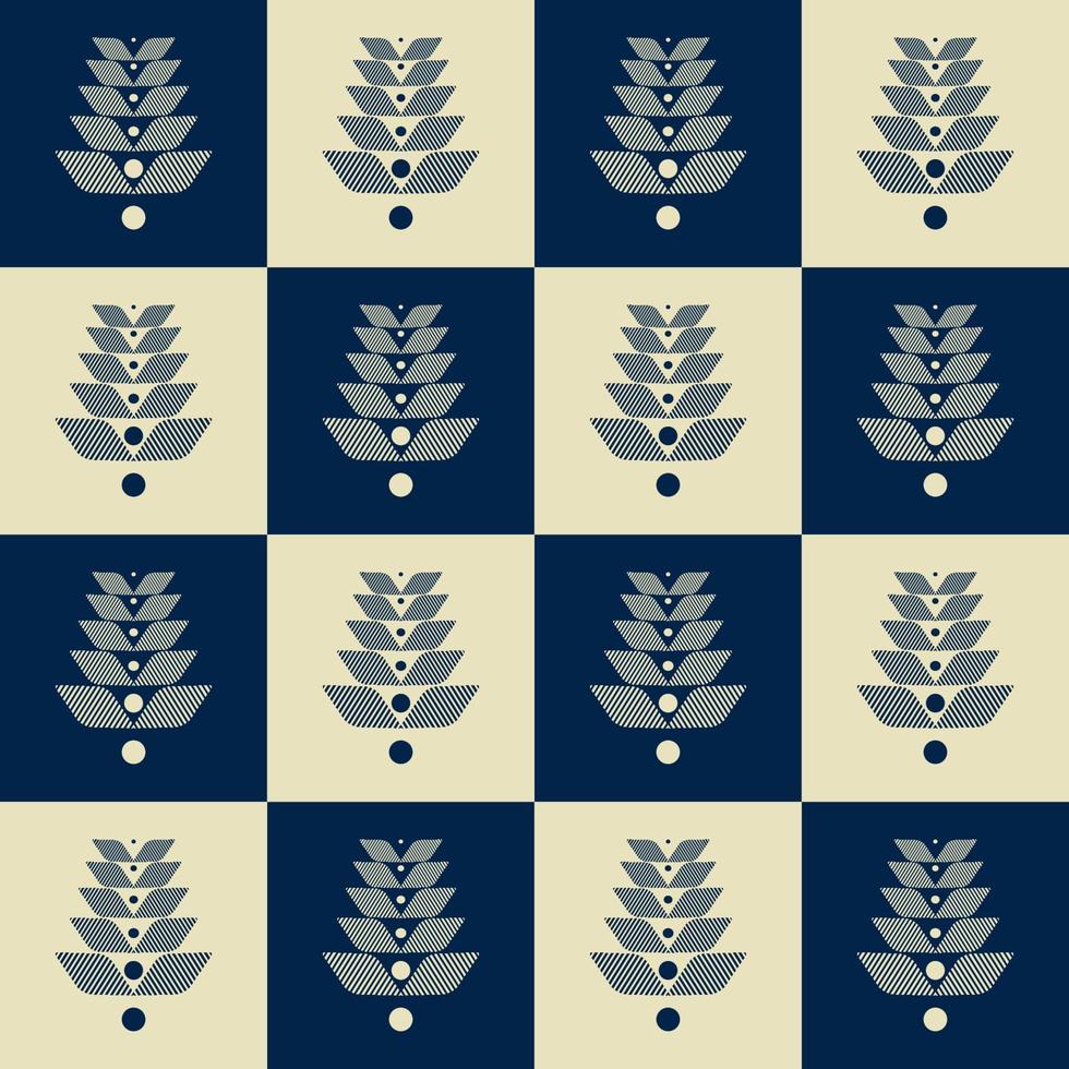 etnisk vit-grädde och blå färg rutig skandinavisk blommig form sömlös bakgrund. använd för tyg, textil, inredningselement, klädsel, omslag. vektor