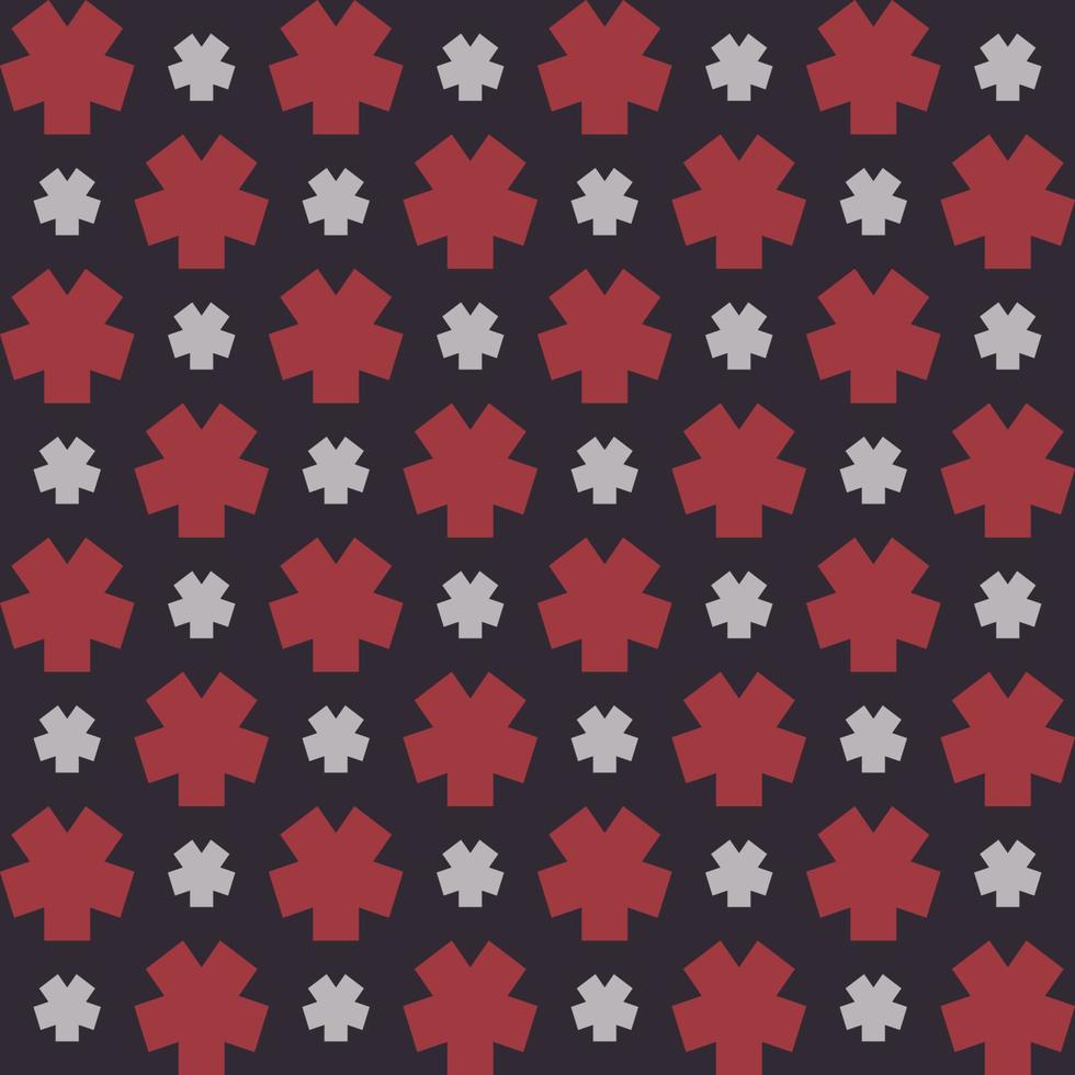 kleine geometrische quadratische Sternform rote und graue Farbe nahtloses Muster auf schwarzem Hintergrund. Verwendung für Stoffe, Textilien, Innendekorationselemente, Verpackungen. vektor